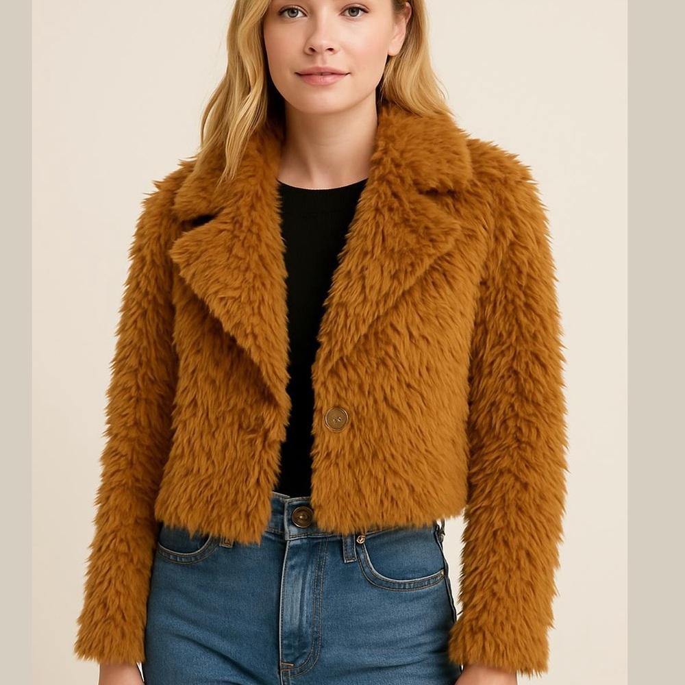 Cinq à Sept Cade Faux Fur Cropped Teddy Coat